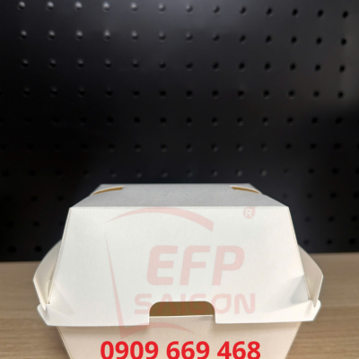 Hộp Giấy Trắng Đựng Hamburger, Bánh Bao Có Lỗ Thoáng Khí – Hộp Take Away Đựng Burger, Bánh Mì, Đồ Ăn Nhanh